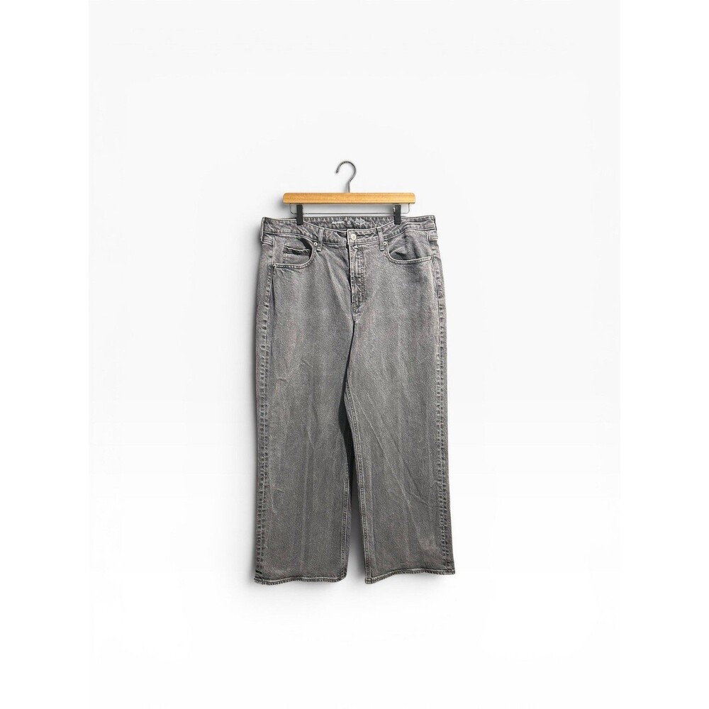 Old Navy Ski-Hi Widge Leg Jeans Womens 16P Stone Wash Gray Denim Streetwear
